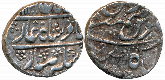 Silver Rupee, 10.86g, Dar al Mansur Jodhpur Mint, in the name of Shah Alam II, AH 1220 (J 