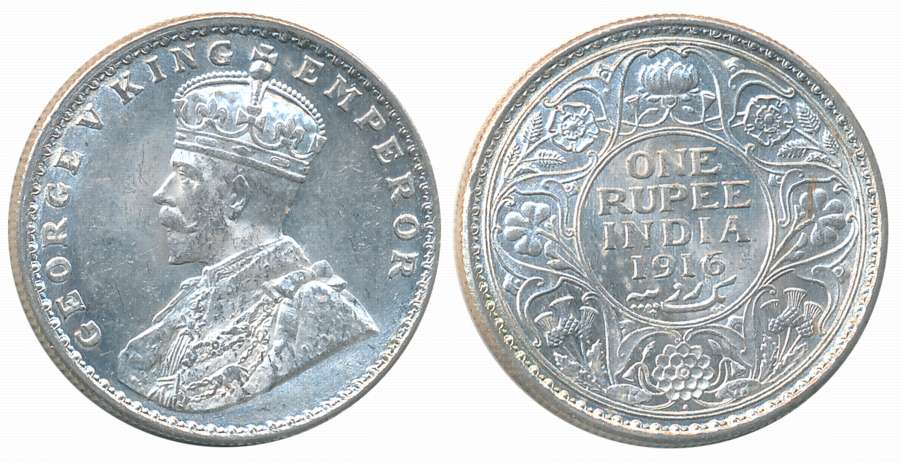 George V, Silver Rupee, 1916, Bombay Mint. Uncirculated.