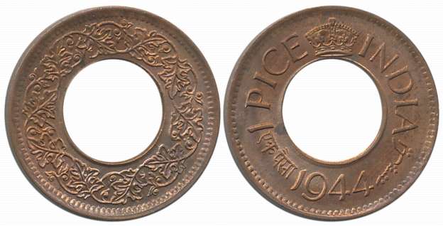George VI, Copper Pice, 1944, Calcutta Mint. Uncirculated.