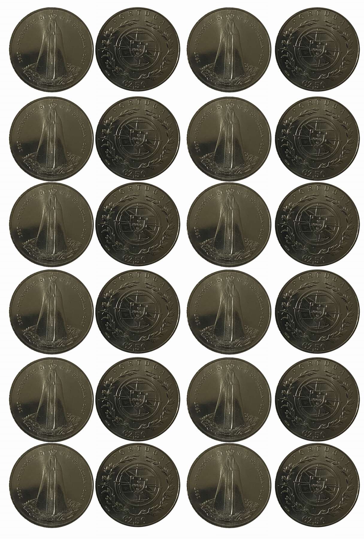 Portugal, Proof, Copper-Nickel 2 1/2 Euro (12), “100th anniversary of Fátima”, 2017, Obv: 