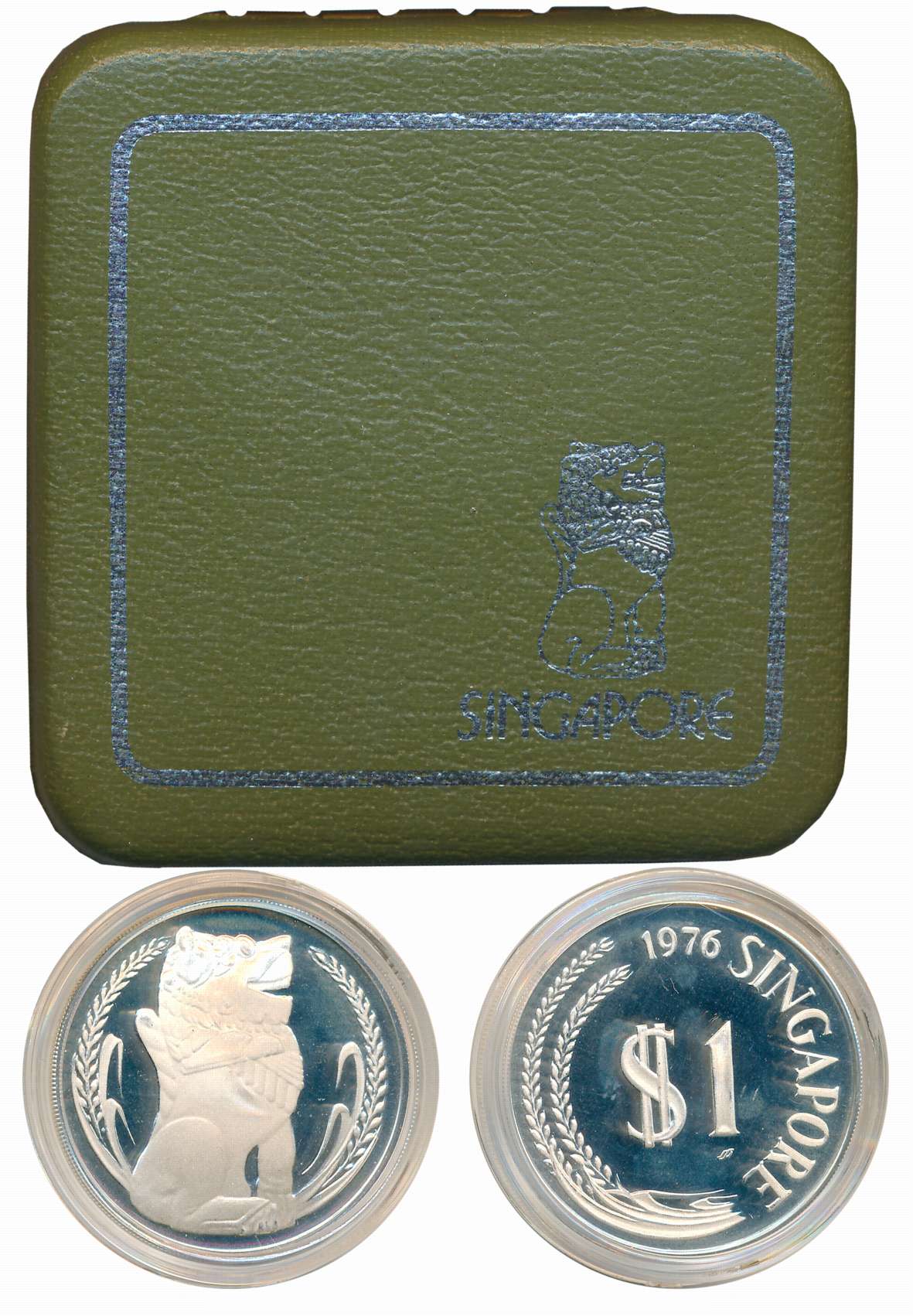 Singapore, Proof, Silver 1 Dollar, 18.1g, 1976, Singapore Mint, Obv: Denomination flanked 