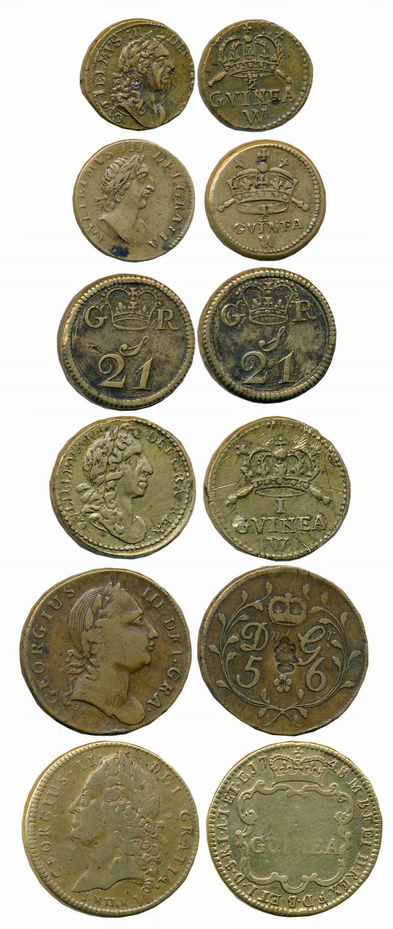Tokens Bronze (6), Assorted Tokens weights of Europe. Very fine to very fine+. 6 Tokens.