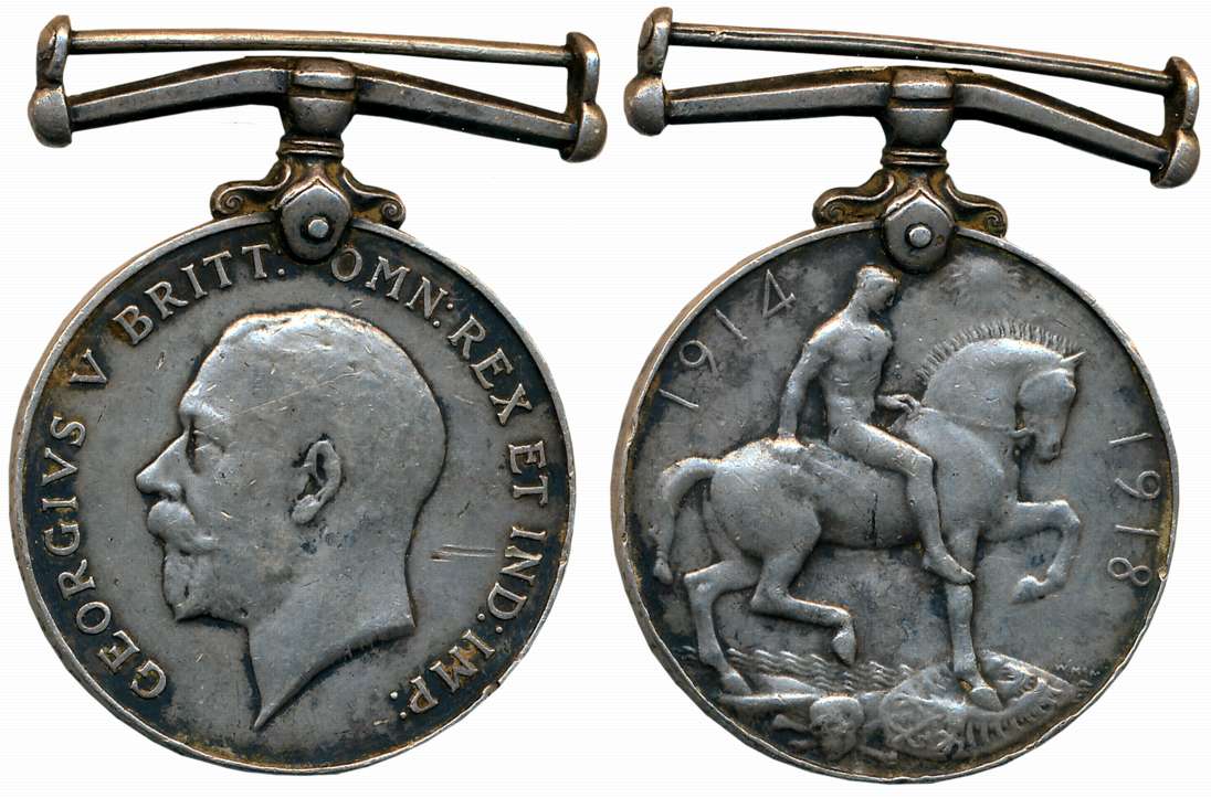 George V, Silver, 33.25g, British War Medal, 1914-1918, Awarded to “3196 SOP. BHAIRON. 2- 