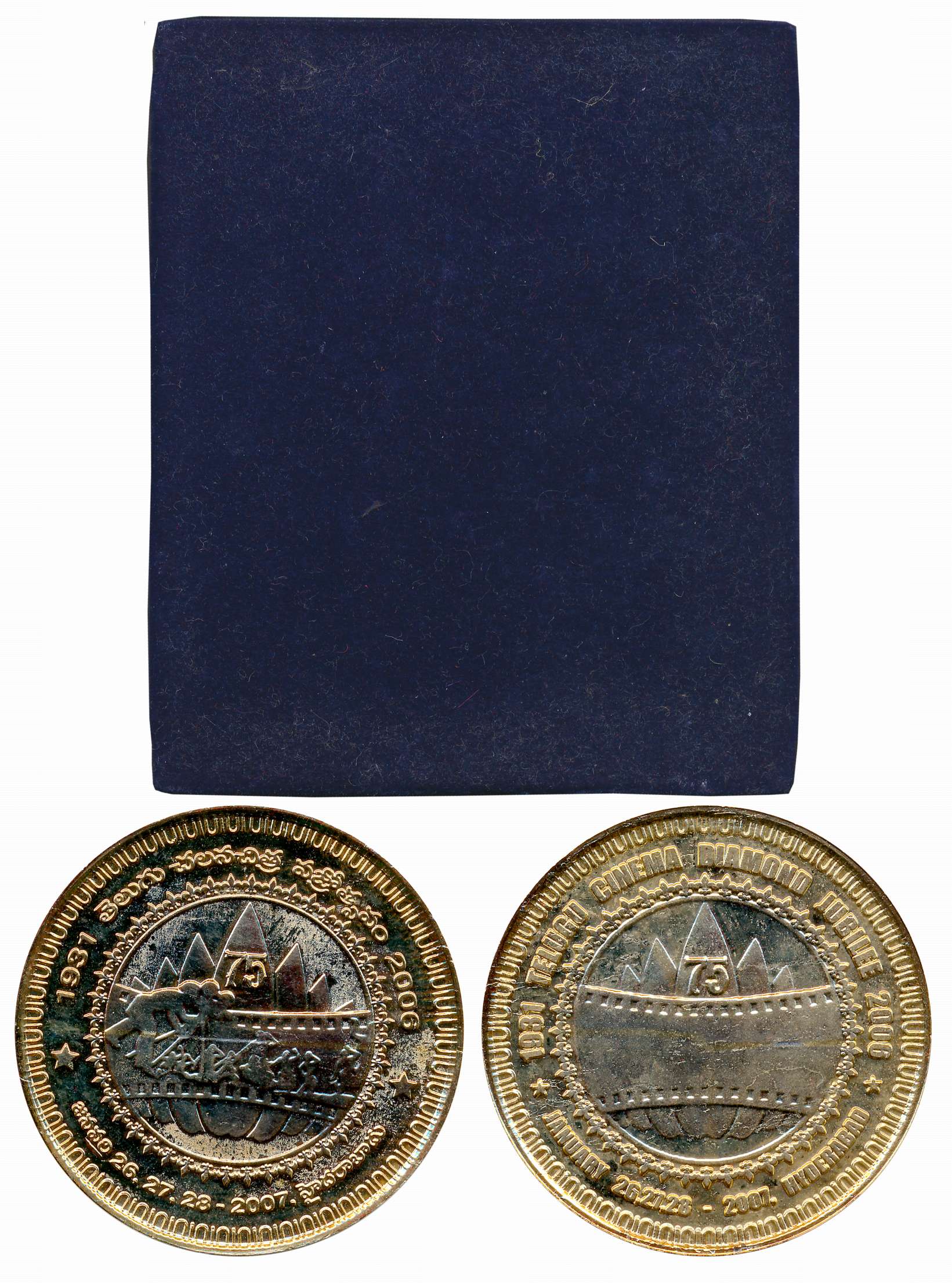 Replica Medal, Telugu Cinema Diamond Jubilee, 1931-2006. With original box of packing. Thi