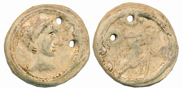 Roman imitation Terracotta seal- (c. 1st cen.), 1.48g, Roman Type bust to right surrounded