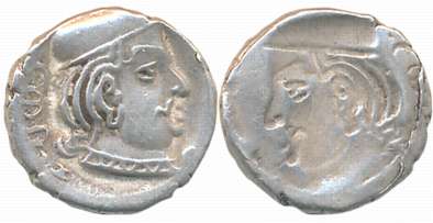Western Kshatrapas, Silver Dracham, 1.61g, Error- Brockage Lakhi of obverse. Deep bold str