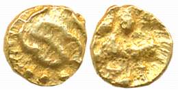 Shilaharas of Wai-Karad region, Gold Quarter Fanam, 0.12g, Obv: Garuda flying right with s