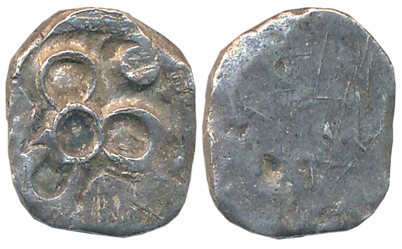 Punch Marked, Attributed to Panchala Janapada, Silver 1/2 Karshapana, 1.98g, Series 73, Un