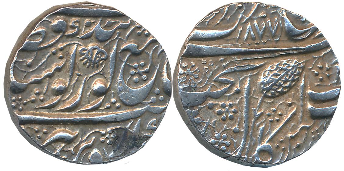 Ranjit Singh, Silver Rupee, 11.17g, “Guru Gobind” couplet, Amritsar Mint, VS 1877 (G. Sing