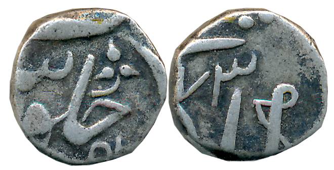 Khande Rao, Silver 1/4 Rupee, 2.40g, in the name of Muhammad Akbar II, AH (12)73 / posthum