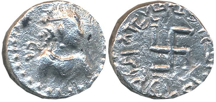 Paratarajas of Sindh and Baluchistan, Yolamire, Silver Drachma, 3.58g, Obv: Diademed Bust 