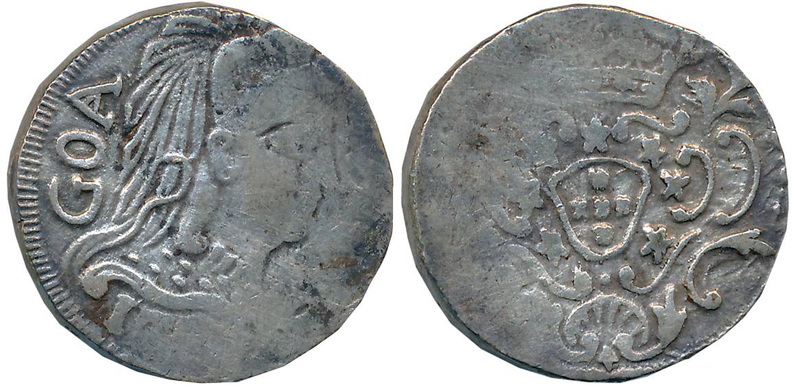Goa, D. Maria I, Silver Rupia- 600 Reis, 10.77g, 17XX, Obv: Bust to right, date below, Rev