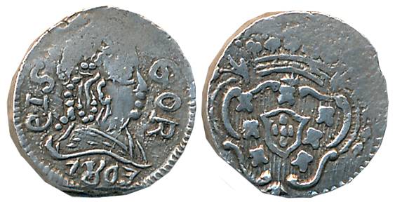 Goa, D. Maria I, Silver 60 Reis, 1.17g, 1803, Obv: Bust to right, date below, “EIS” behid 
