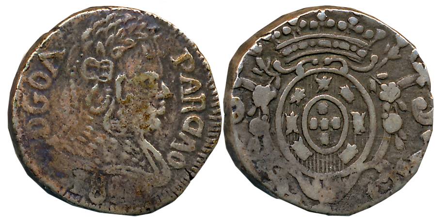 Goa, D. Joao, Principe Regent, Silver Pardao- 300 Reis,5.26g, AD 180X, Obv: Bust to right,