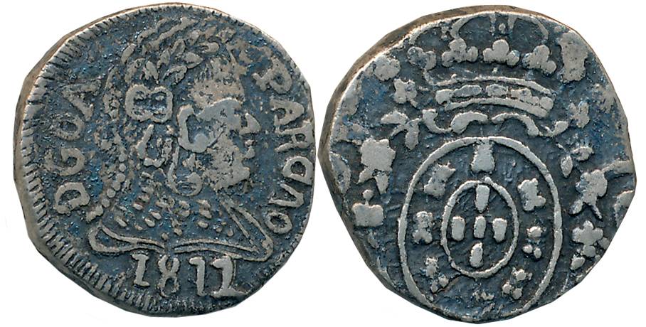 Goa, D. Joao VI, Silver Pardau - 300 Reis, 5.55g, 1812, Obv: Bust of Maria I to right, Rev