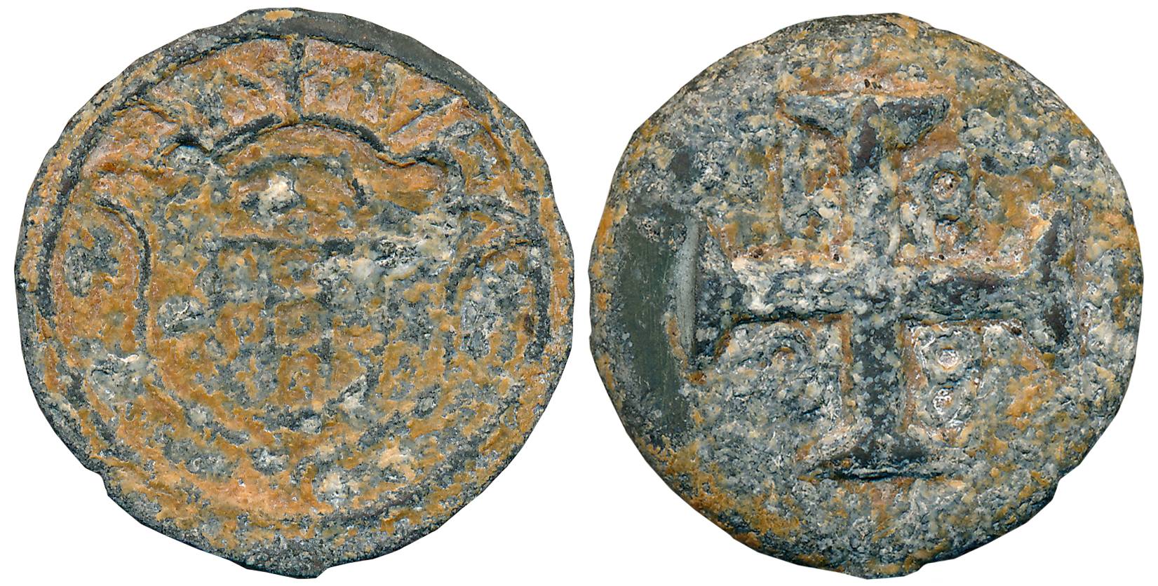 Diu, D. Pedro IV, Tin 20 Bazarucos, 16.27g, 1828, Obv: Crown arms, Rev: Date in angles of 