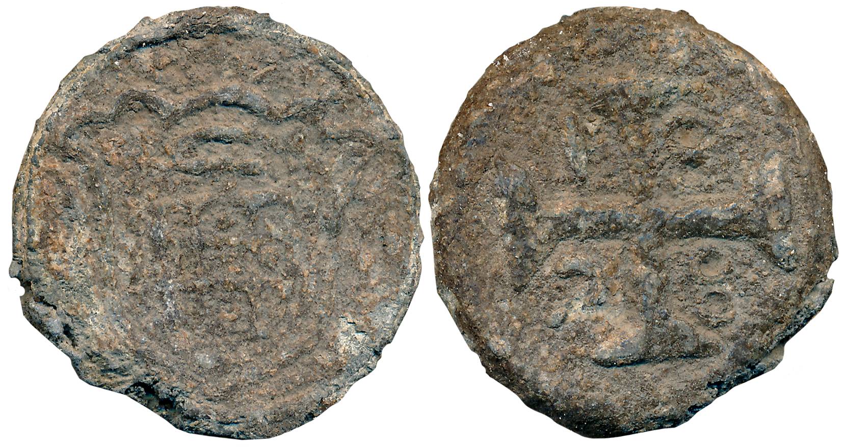 Diu, D. Pedro IV, Tin 20 Bazarucos, 20.40g, 1828, Obv: Crown arms, Rev: Date in angles of 