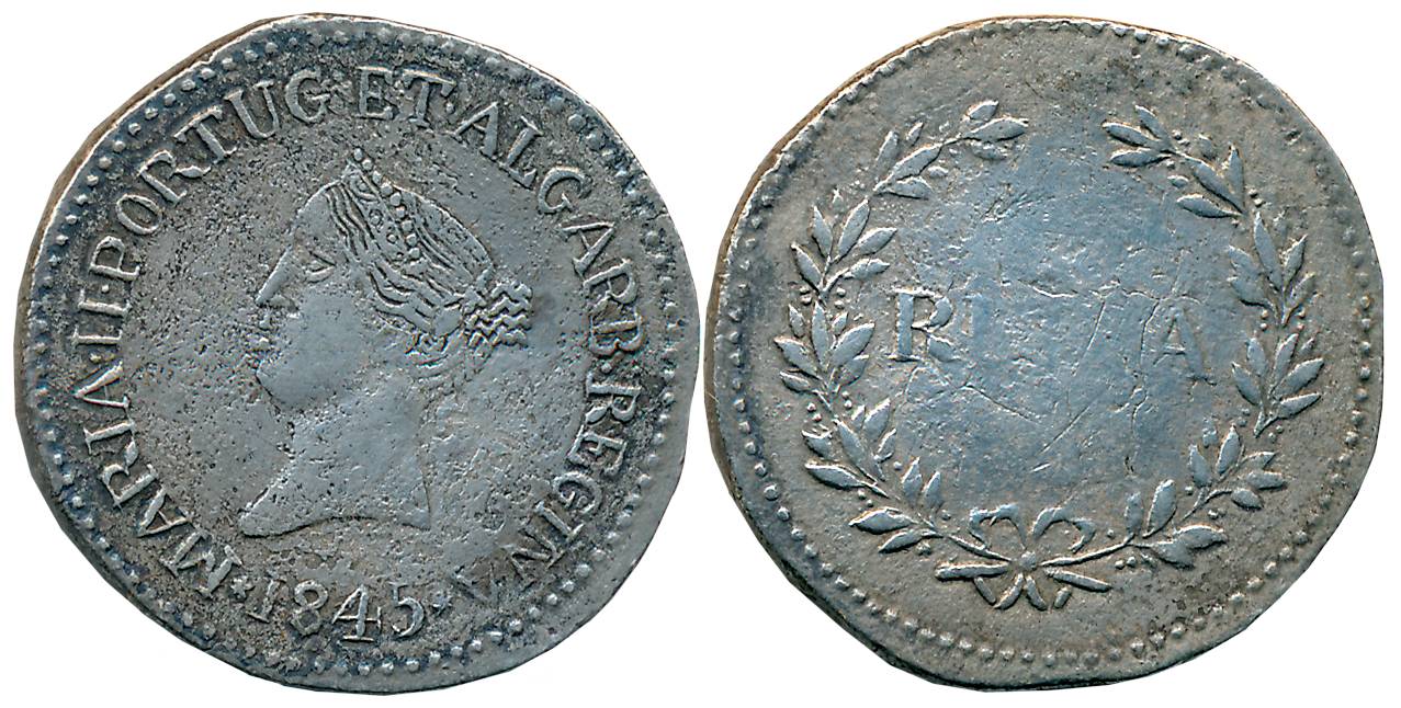 Goa, D. Maria II, Silver Rupia- 600 Reis, 10.50g, Goa Mint, 1845, Obv: Bust of Maria II to