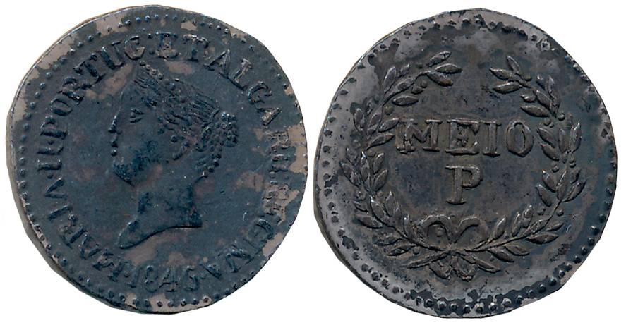 Goa, D. Maria II, Silver, Meio Pardau- 150 Reis, 2.69g, 1846, Obv: Bust to left, date belo