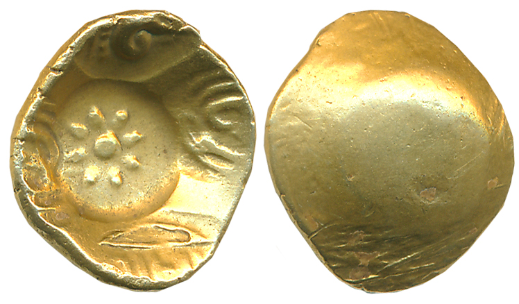 Yadavas of Devagiri, Ramchandra Deva, Gold Gadyana- Padma Tanka, 3.78g, Uniface, Punch Mar