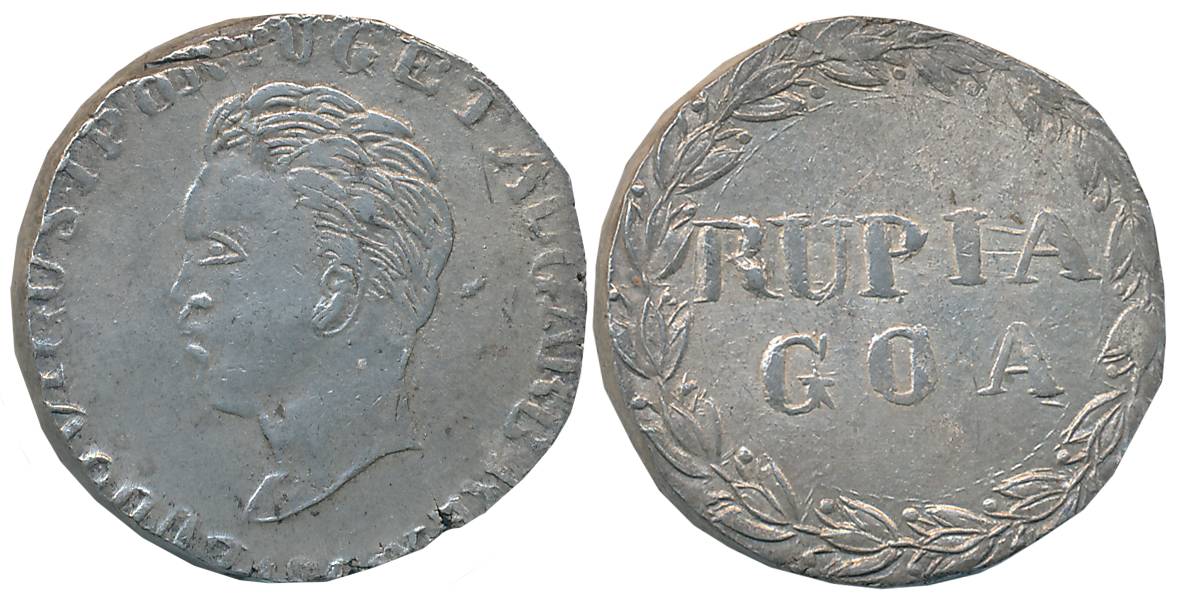 Goa, D. Luis I, Silver Rupia- 600 Reis, 10.94g, 18XX, Obv: Bust to left, date below, Rev: 