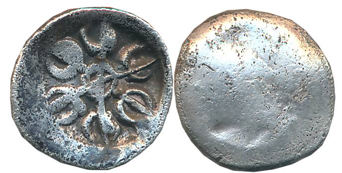 Punch Marked, Attributed to Gandhara Janapada, Silver Shana/ 1/8 Shatamana, 1.33g, Uniface