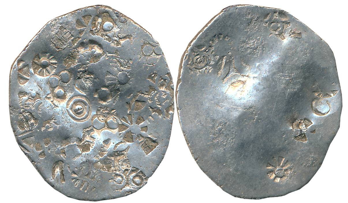 Punch Marked, Attributed to Kashi Janapada, Silver Vimshatika, 4.61g, series 55, Uniface, 