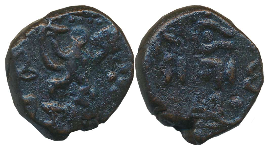Daulat Rao, Copper Paisa, 11.73g, Rajod Mint, Obv: Lord Hanuman facing to right with Drona