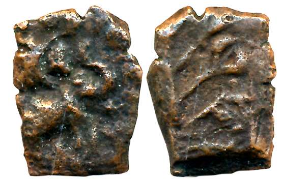 Western Kshatrapas, Kshaharata house, Nahapana, Nasik region, Copper, 1.46g, Obv: Elephant