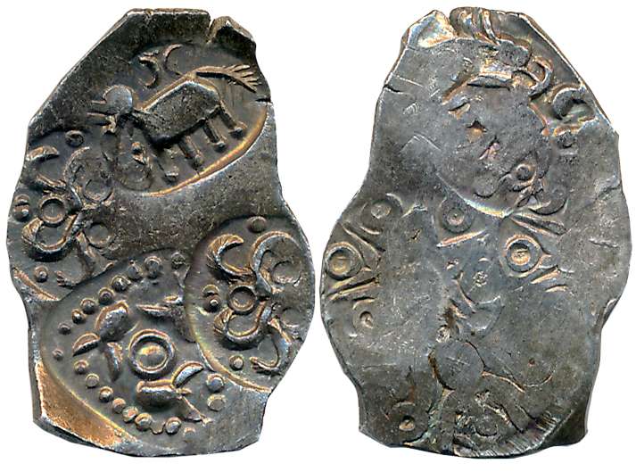 Punch Marked, Attributed to Vidarbha Janapada, Melghat region, Silver 1/2 Karshapana, 1.67