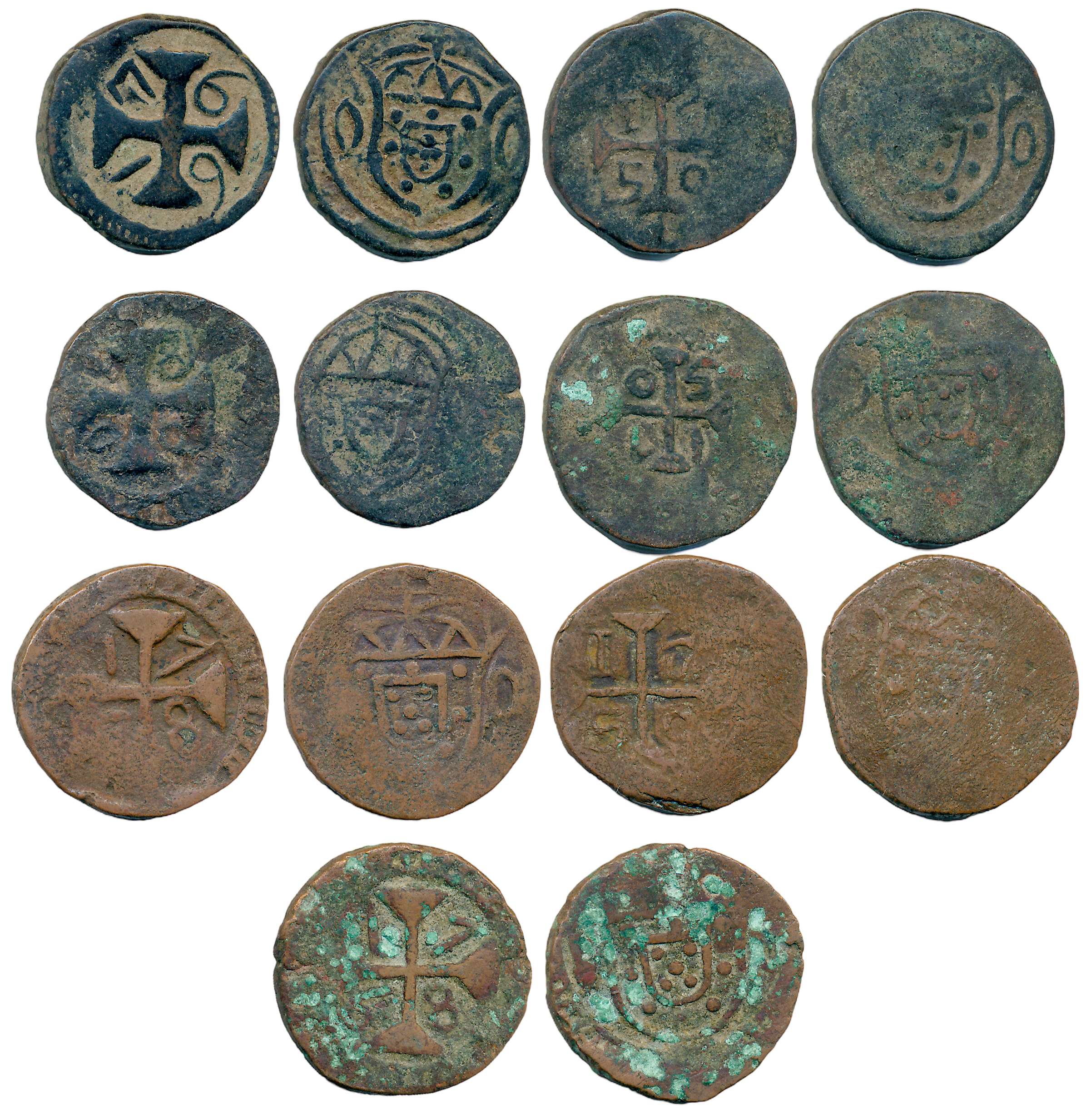Diu, Copper (7), various dates & types. Very fine to Very fine+. 7 coins.