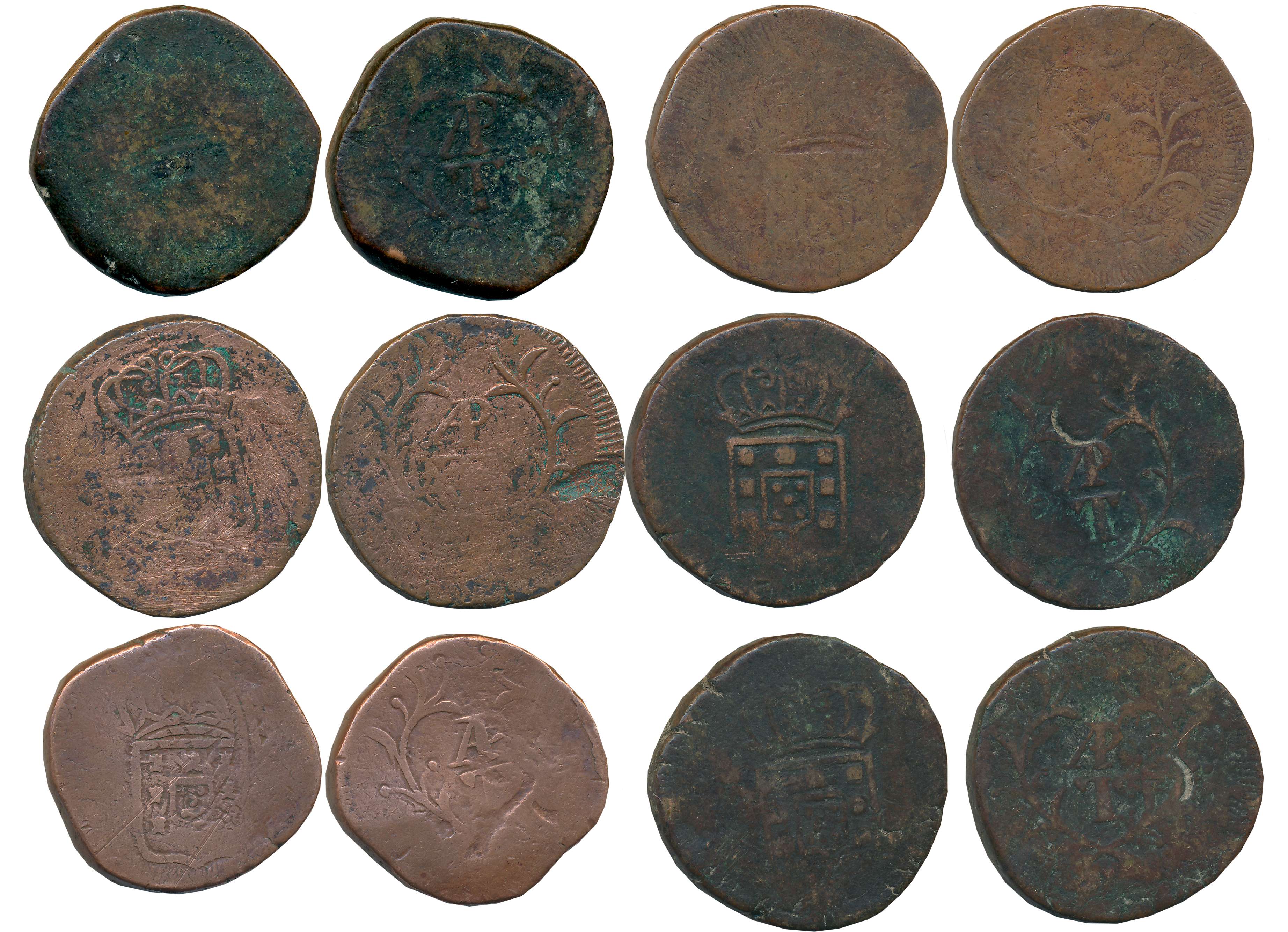 Goa, D. Miguel I, Copper, APT Tanga- 60 Reis (6), ND, Obv: Crowned arms, Rev: AP / T withi