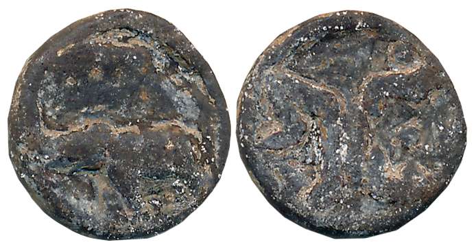 Frederik III, Lead Cash, 3.03g, Obv: Crowned F3, Rev: Elephant to left (KM# 79). Very fine