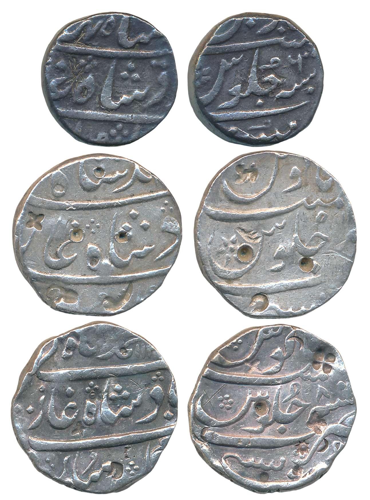 Mumbai, Silver Rupee (3), 11.44g, 11.43g, 11.32g, in the name of Muhammad Shah (KM# 163) &