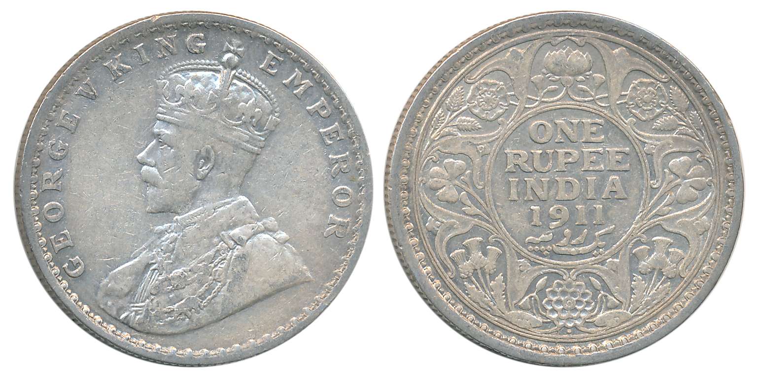 George V, Silver Rupee, “Pig” type, 1911. Bombay Mint. Very fine+.