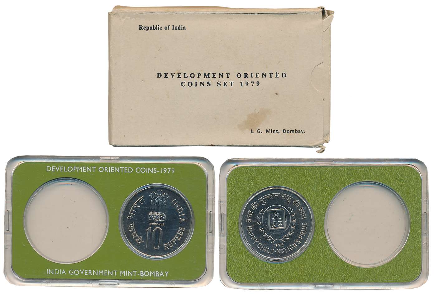 1979, Development Oriented Coins, Silver Broken Uncirculated set with only 10 Rupees, “Hap