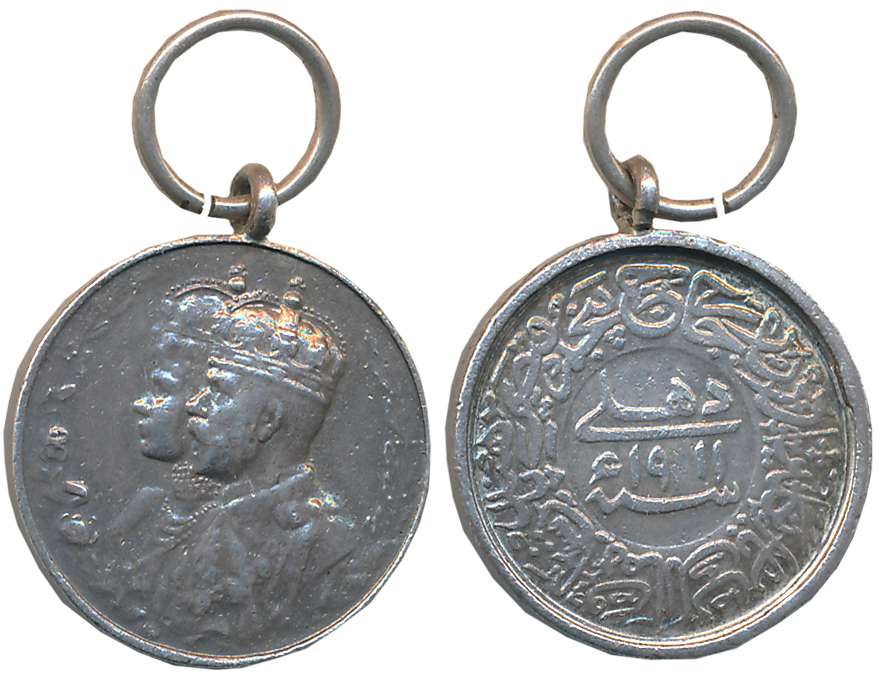 George V, Delhi Durbar Miniature Medal, Silver, 3.74g, 1911, Obv: Conjoined busts of Georg