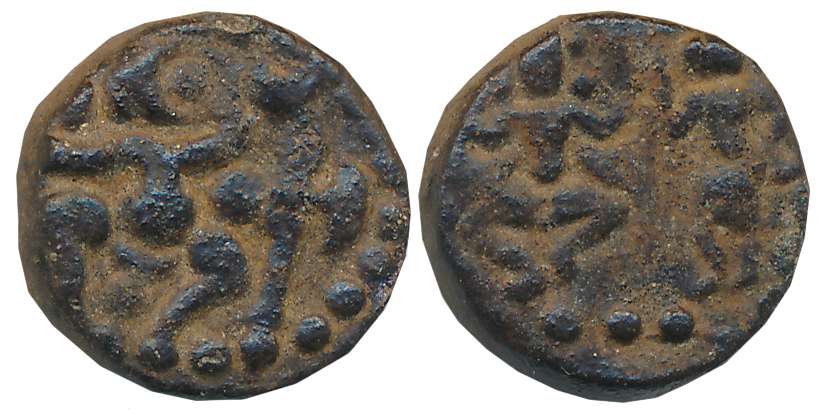 Venad Cheras as Feudatories of Vijayanagara Empire, Uninscribed Copper Cash, 5.60g, Obv: L