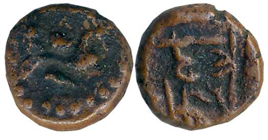 Nayaks of Gingee, Copper, 1.54g, Obv: Peacock to right, Rev: Tamil legend. Very fine.