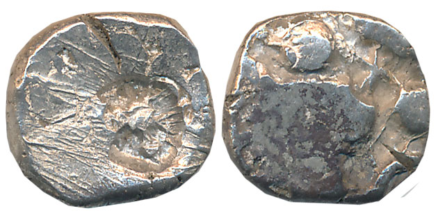 Punch Marked, Attributed to Pauravas of Kaushambi, Silver 1/2 Karshapana, 1.99g, Uniface, 