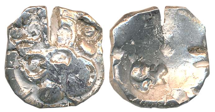 Punch Marked, Attributed to Pauravas of Kaushambi, Silver 1/2 Karshapana, 1.94g, Uniface, 