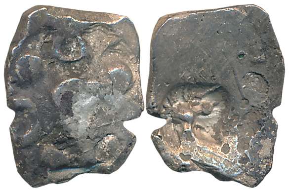 Punch Marked, Attributed to Pauravas of Kaushambi, Silver 1/2 Karshapana, 1.60g, Uniface, 
