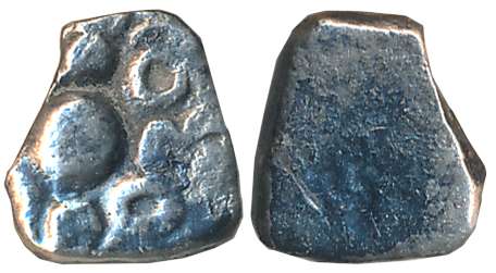 Punch Marked, Attributed to Avanti Janapada, Silver 1/4 Karshapana, 1.02g, (Rajgor # Serie