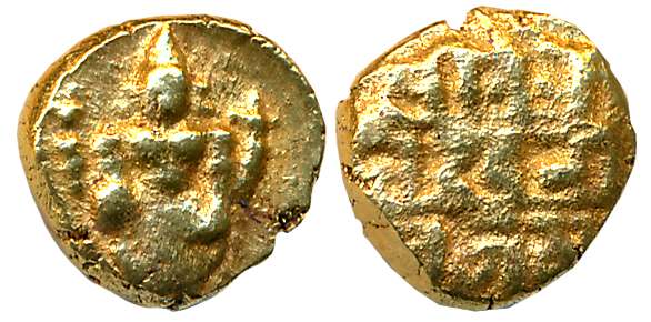 Vijayanagar Empire, Shri Rangaraya III, Gold Varaha- Hon, 3.35g, Obv: Lord Venkateshwara s