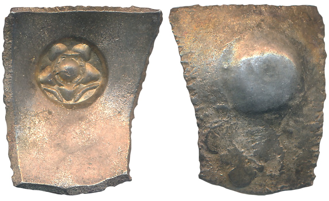 Punch Marked, Attributed to Shakya Janapada, Silver, Double Karshapna, 7.19g, Uniface, “Lu