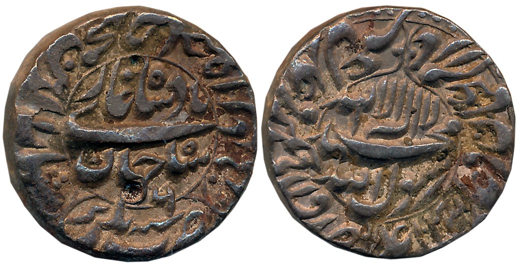 Shah Jahan, Silver Rupee, 11.38g, Bakkar Mint, AH 1043/ RY 6, central inscription within c