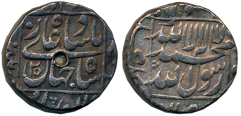 Shah Jahan, Silver 1/2 Rupee, 5.67g, Patna Mint, RY 20, central inscription within square,