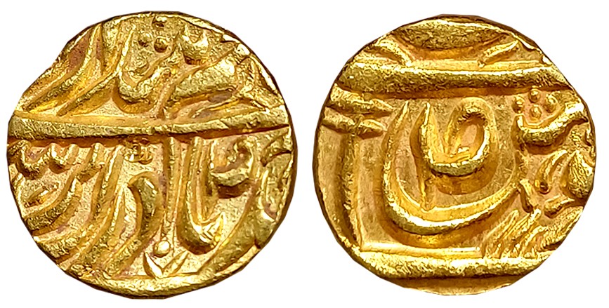 Karam Singh, Gold Mohur, 10.60g, Sahrind Mint, in the name of Ahmad Shah Durrani, Sword as