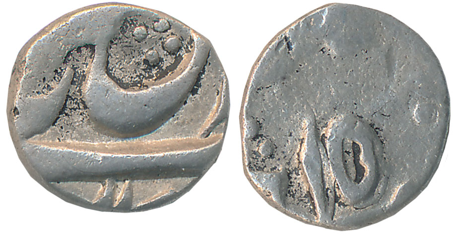 Murshidabad, Silver 1/16 Rupee, 0.69g, RY 15, in the name of Shah Alam II (P. Stevens# 2.1