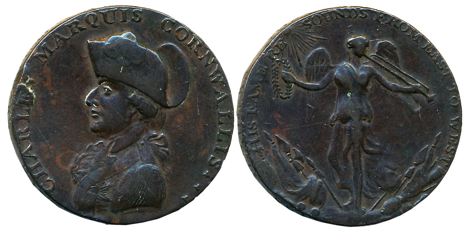 Charles Marquis Cornwallis Copper TOKENS (Penny), 17.06g, 1794, Obv: Bust of Cornwallis we
